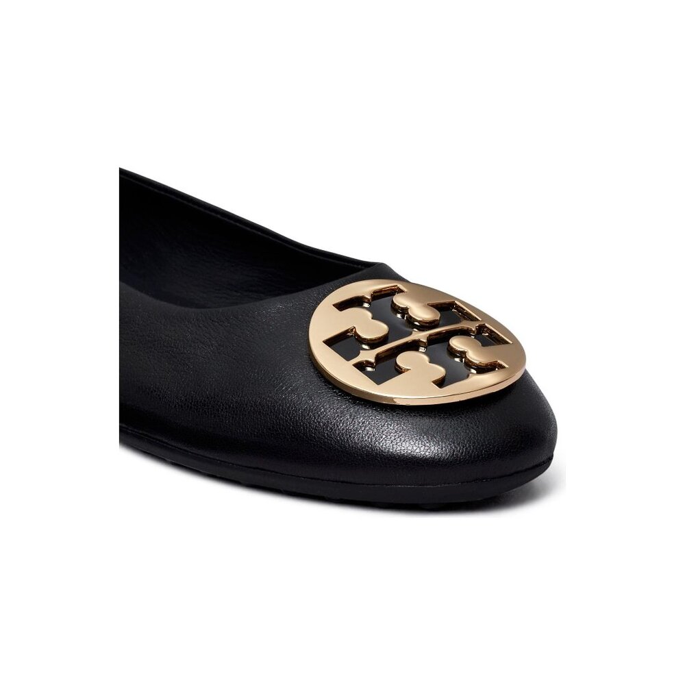 πTORY BURCH Claire Ballet Flats Shoes Logo Black 7 - Picture 6 of 16